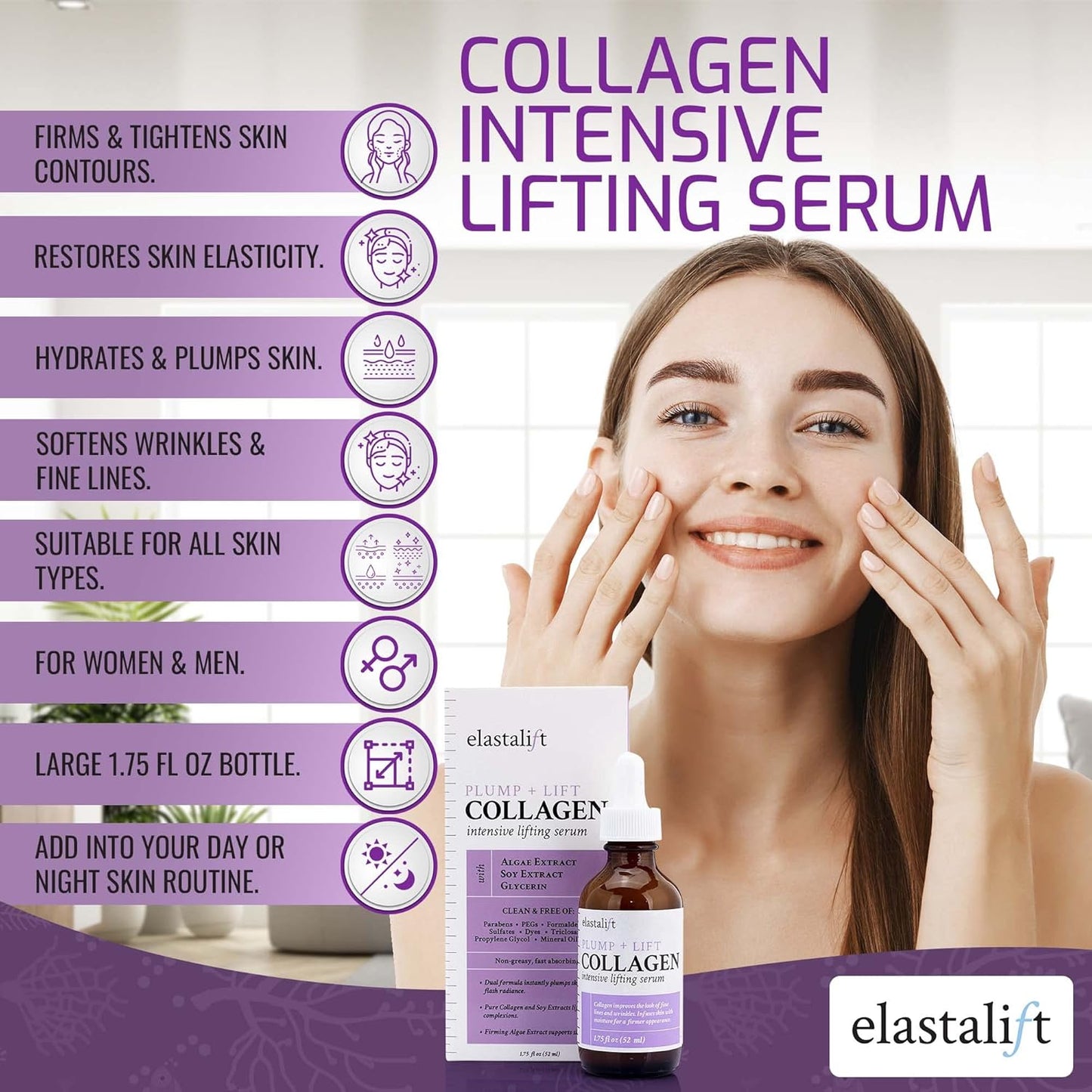 Collagen Serum for Face | Collagen Face Serum for Skin Tightening Helps Lift, Plump, & Firm Sagging Skin | Serums for Skin Care | anti Wrinkle Boost, Fragrance Free, 1.75 Fl Oz