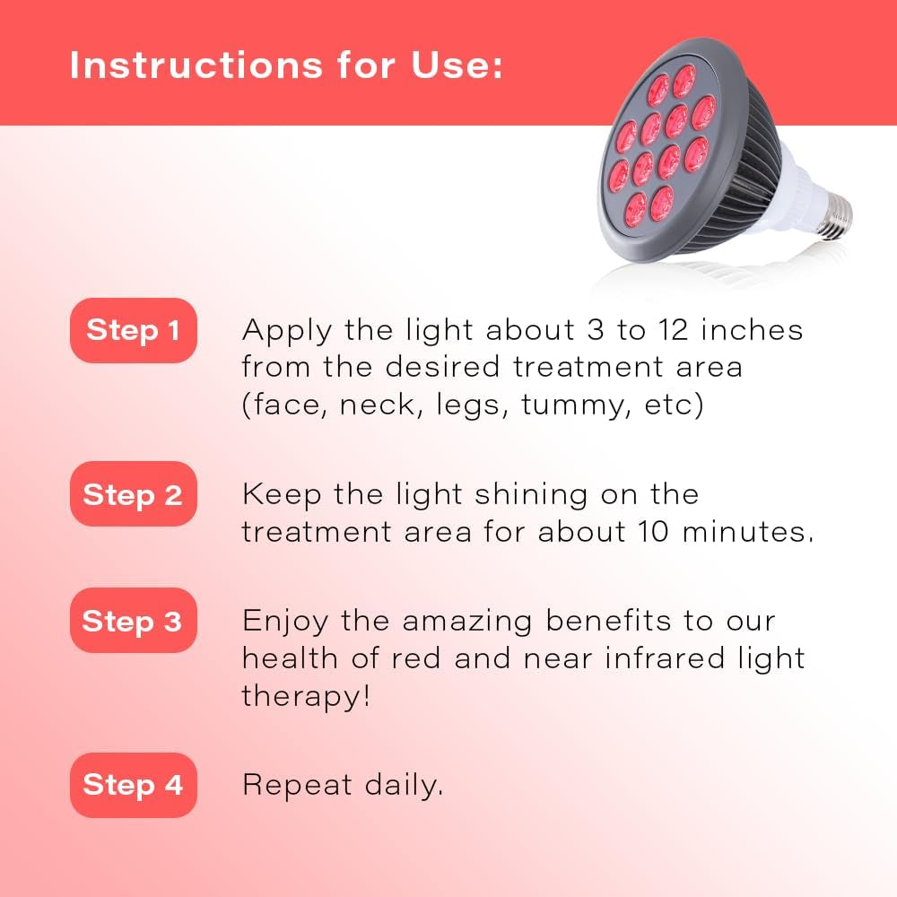 Red Light Therapy, 660Nm 850Nm, 12 Dual Chip Leds, Portable and Targeted High Irradiance for Skin, Pain Relief, Anti-Aging, Muscle Recovery, Sleep - Power Cord & Base Included, HG24