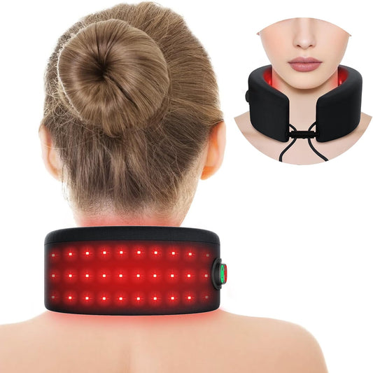 Portable Cordless Red Light Therapy for Neck Pain Relief, FSA HSA Eligible near Infrared Light Therapy Neck Wrap, Rechargeable Wireless Wearable Light Wrap for Travel