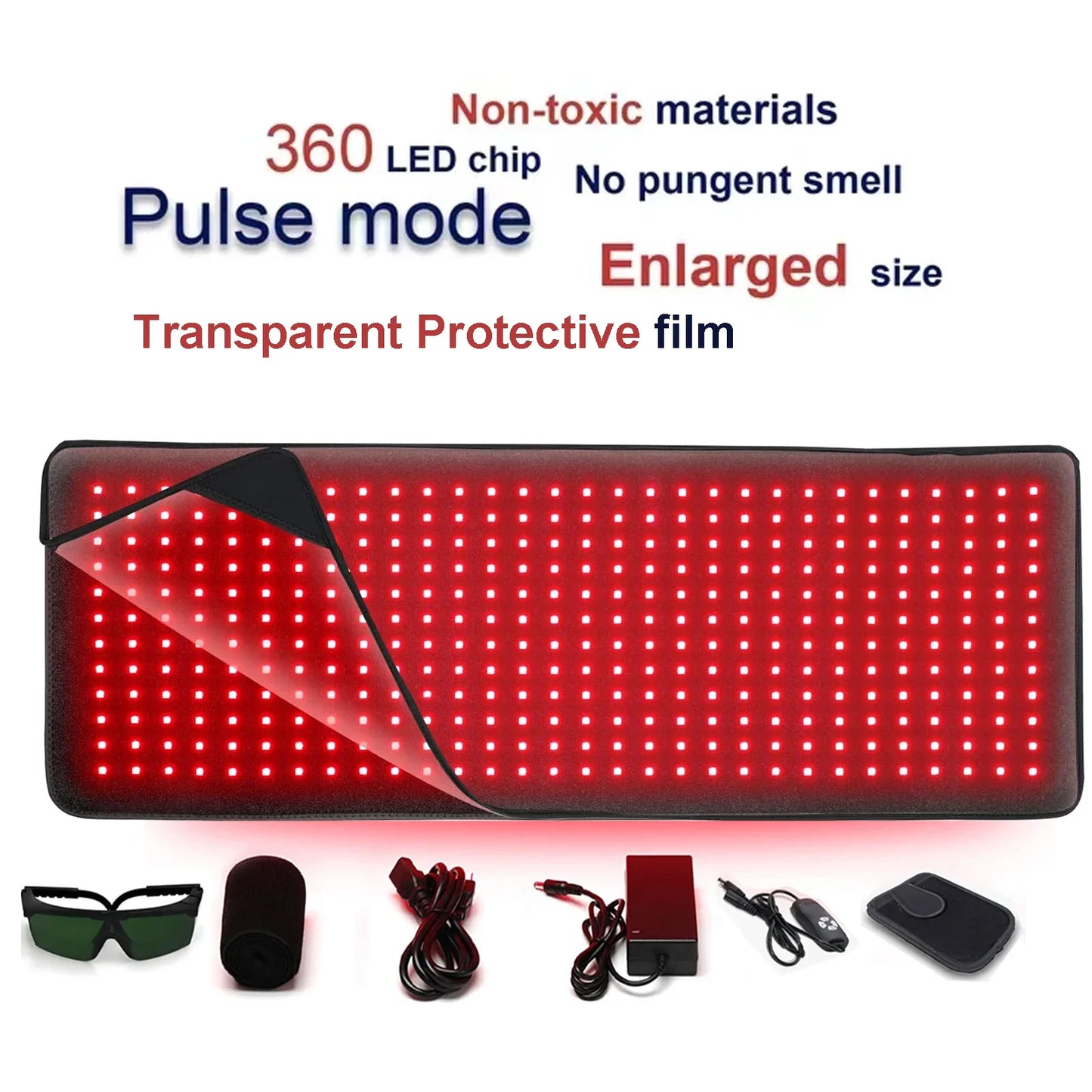 360 LED Red Infrared Light Therapy Mat for Body , Red Light Therapy Blanket 660Nm 850Nm Full Body Pad for Pain Relief