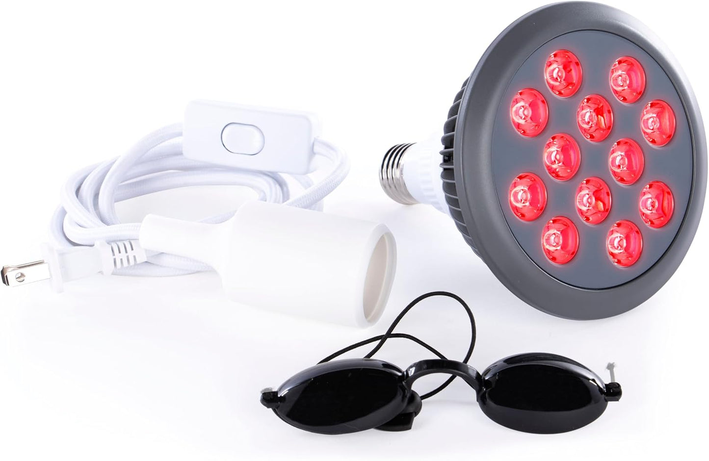Red Light Therapy, 660Nm 850Nm, 12 Dual Chip Leds, Portable and Targeted High Irradiance for Skin, Pain Relief, Anti-Aging, Muscle Recovery, Sleep - Power Cord & Base Included, HG24