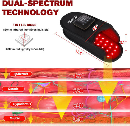 Cordless Red Light Therapy for Foot Slipper FDA Cleared near Infrared Light Therapy Device for Feet Toes Instep Pain Relief Led Portable Wearable Rechargeable with 4000Mah Battery