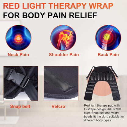 Red Light Therapy for Neck and Shoulder Pain Relief 850Nm near Infrared Therapy Set Wearable Wrap Devices for Upper Back Neck Shoulders Body Muscle Relax Home Use Treatment Pad FDA Cleared