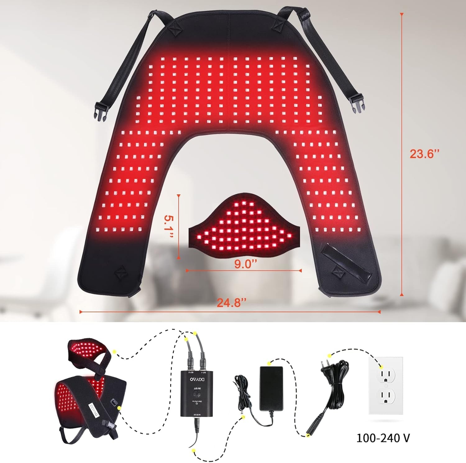 Red Light Therapy for Neck and Shoulder Pain Relief 850Nm near Infrared Therapy Set Wearable Wrap Devices for Upper Back Neck Shoulders Body Muscle Relax Home Use Treatment Pad FDA Cleared