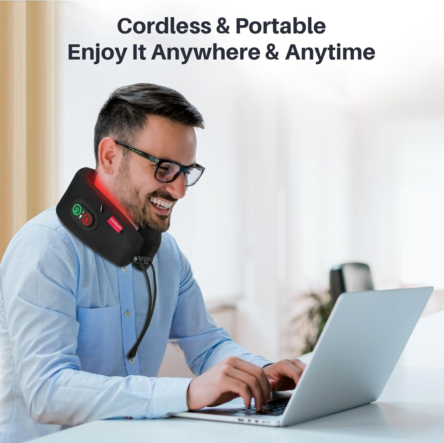 Portable Cordless Red Light Therapy for Neck Pain Relief, FSA HSA Eligible near Infrared Light Therapy Neck Wrap, Rechargeable Wireless Wearable Light Wrap for Travel