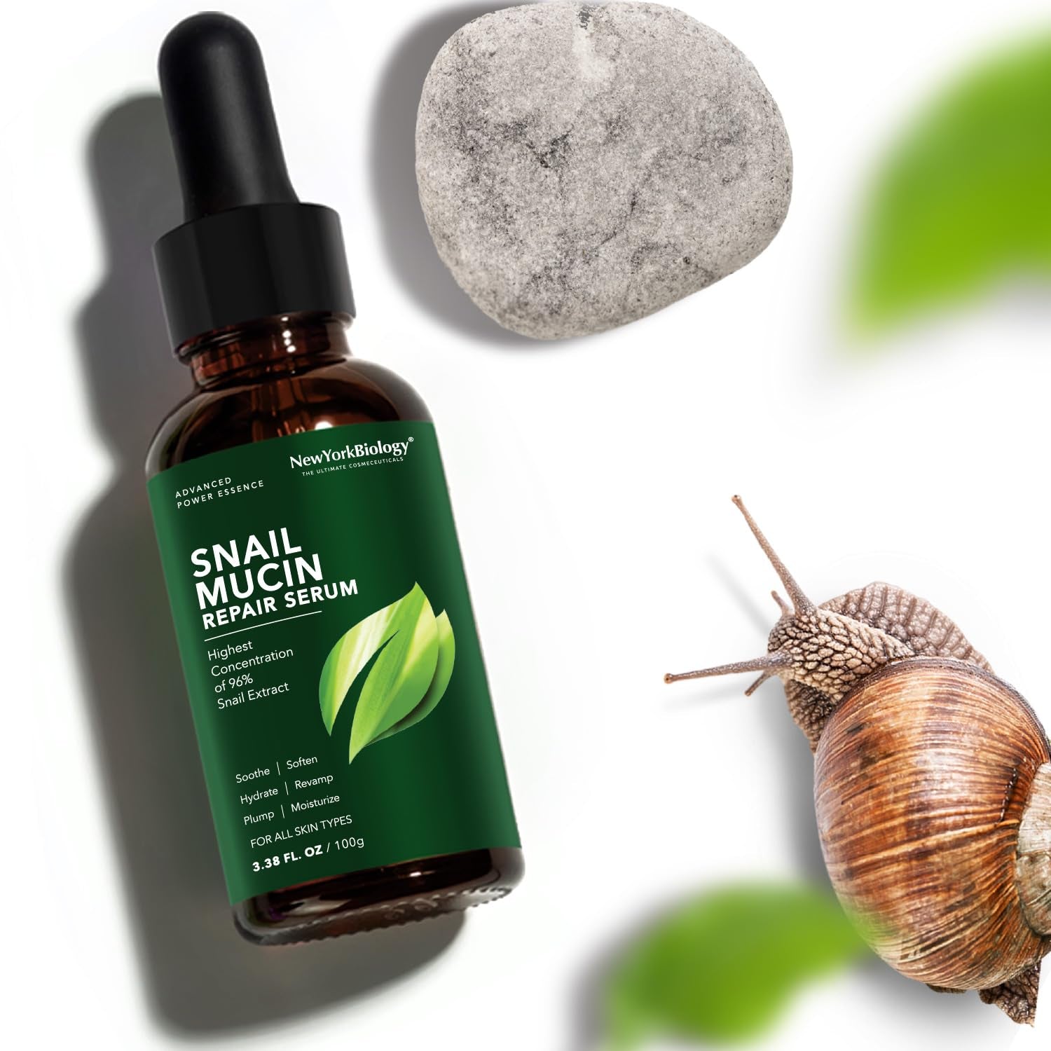 New York Biology 96% Korean Snail Mucin Serum for Face - 3.38 Fl. Oz