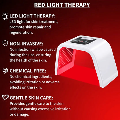 7-In-1 LED Photon Therapy Facial Mask - Red Light Therapy for Face, Neck, and Bodycare at Home
