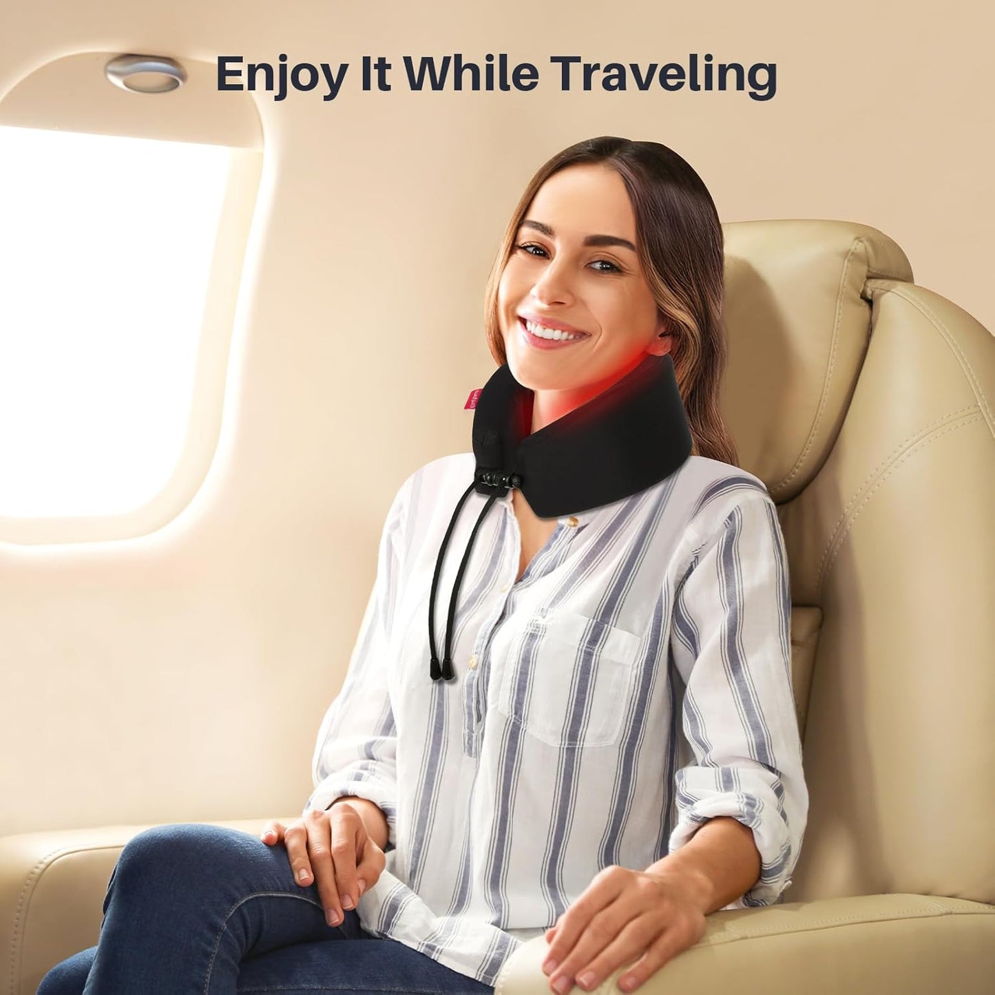 Portable Cordless Red Light Therapy for Neck Pain Relief, FSA HSA Eligible near Infrared Light Therapy Neck Wrap, Rechargeable Wireless Wearable Light Wrap for Travel