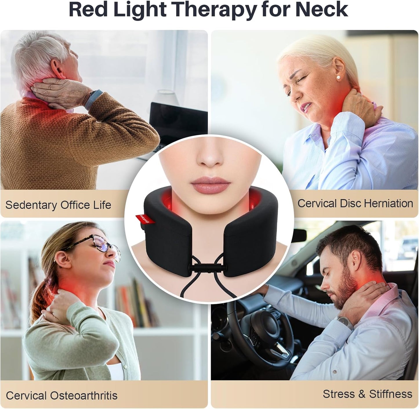 Portable Cordless Red Light Therapy for Neck Pain Relief, FSA HSA Eligible near Infrared Light Therapy Neck Wrap, Rechargeable Wireless Wearable Light Wrap for Travel